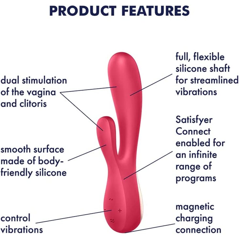 Satisfyer App Enabled Mono Flex Rabbit Vibrator Red - Image 3