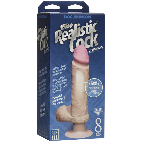 The Realistic Cock 8 Inch Vibrating Dildo Flesh Pink - Image 2