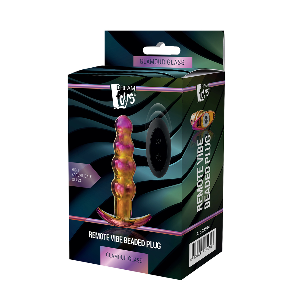 Glamour Glass Remote Control Beaded Butt Plug - Image 4