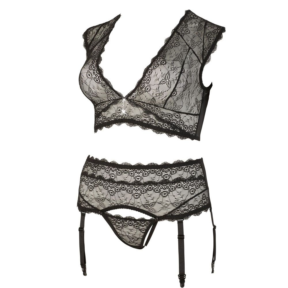 Cottelli Plus Size Bralette and String Set Black - Image 4