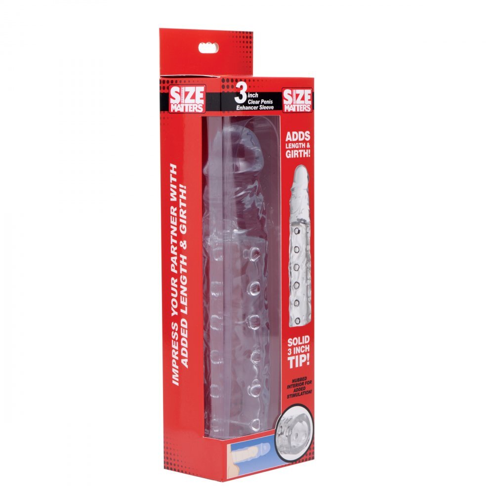 Size Matters 3 Inch Clear Penis Enhancer Sleeve - Image 4