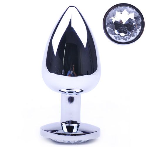 Large Metal Anal Plug With Clear Crystal - Image 3