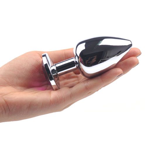 Large Metal Anal Plug With Clear Crystal - Image 4