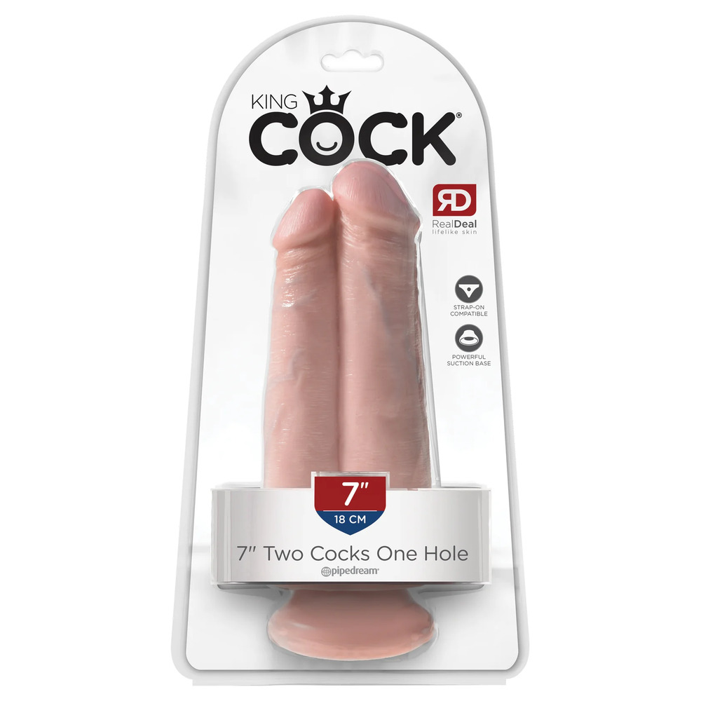 King Cock Two Cocks One Hole 7 Inch Flesh Dildo - Image 3