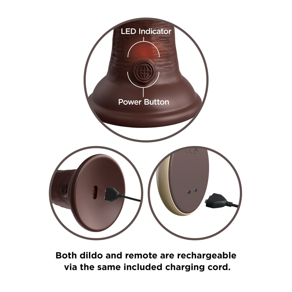 King Cock Elite 9 Inch Dual Density Vibrating Cock Flesh Brown - Image 4