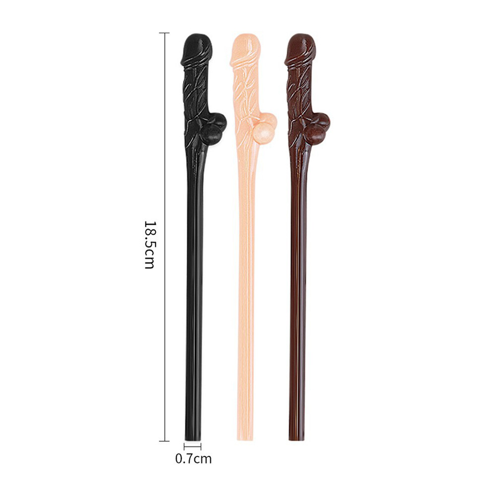 Lovetoy Pack Of 9 Willy Straws Black Brown And Pink - Image 2