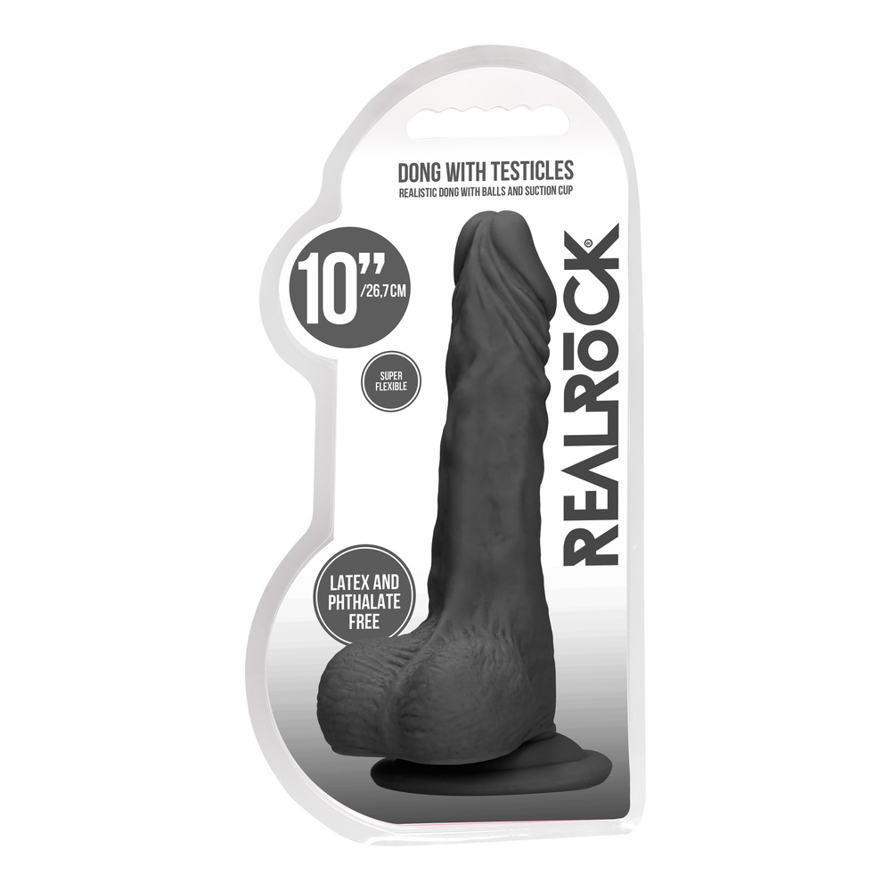 RealRock 10 Inch Dong With Testicles Black - Image 4