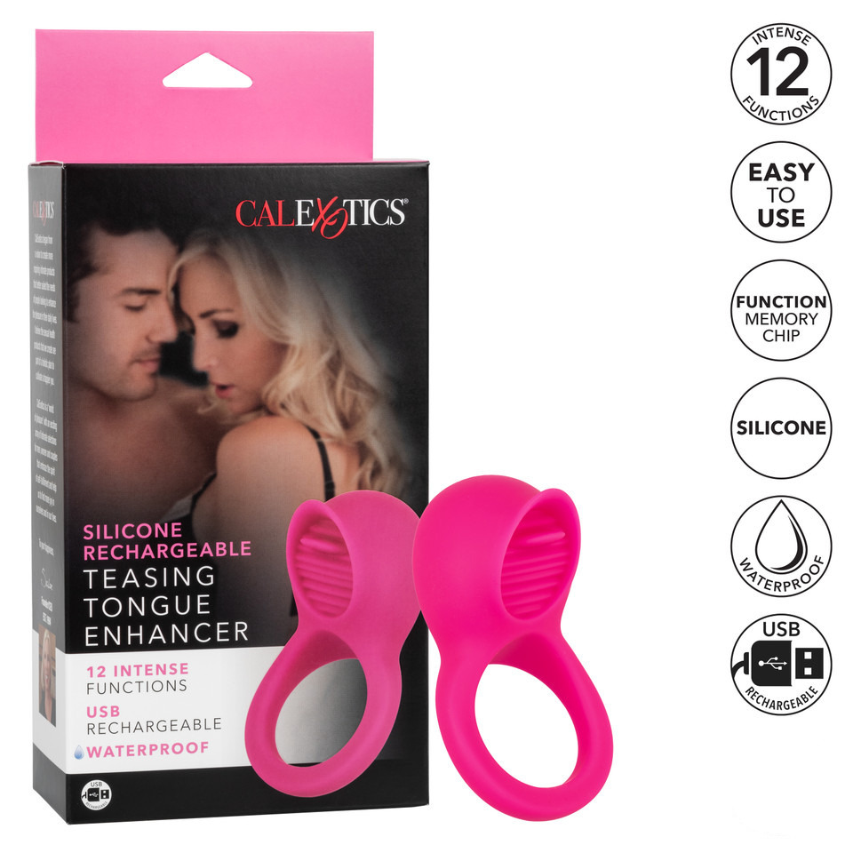Rechargeable Teasing Tongue Enhancer Cock Ring - Image 4