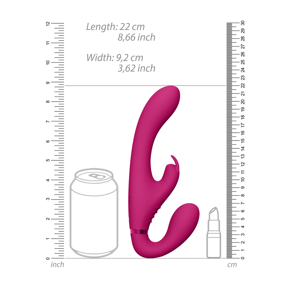 Vive Suki Triple Action Strapless Strap On Vibrator Pink - Image 3
